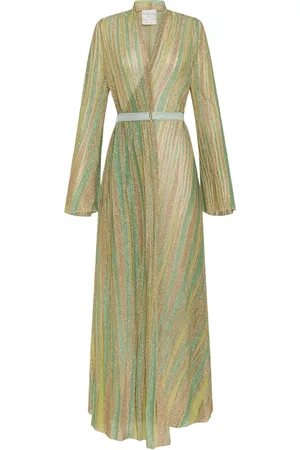 FORTE FORTE Kleedjes, Dames, Groen, S, Polyester, Chlorofyl Wrap Jurk in Lurex Jersey