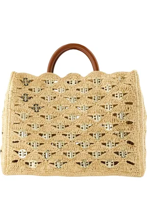 Paco rabanne Tassen, Dames, , ONE Size, Leer, Raphia Disc-Link Tote Bag