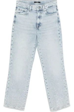 7 for all Mankind Jeans, Dames, Blauw, W27, Katoen, Jeans Straight - Bleu