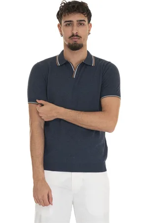 Gran Sasso Tops, Heren, Blauw, XL, Katoen, Polo shirt met contrastdetail van katoen