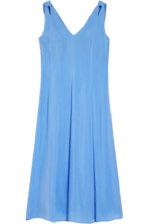 pennyblack Kleedjes, Dames, Blauw, L, Katoen, Elegante Katoenen Jurk met Knoopdetails