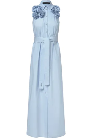 Karl Lagerfeld Kleedjes, Dames, Blauw, S, Polyester, Blousejurk MET Bloemen