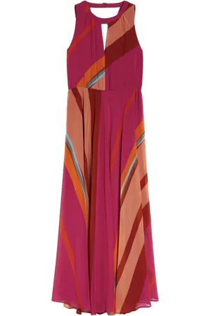 pennyblack Kleedjes, Dames, Veelkleurig, L, Polyester, Georgette Lange Jurk met Elastische Taille