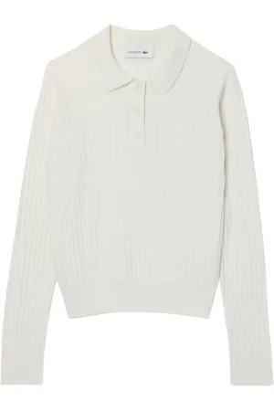 Lacoste Truien, Dames, Wit, S, Katoen, Organische Katoen en Wol Regular Fit Pullover