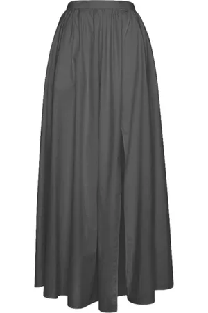 FORTE FORTE Rokken, Dames, Zwart, M, Katoen, Lange Geplooide Poplin Rok Zwart