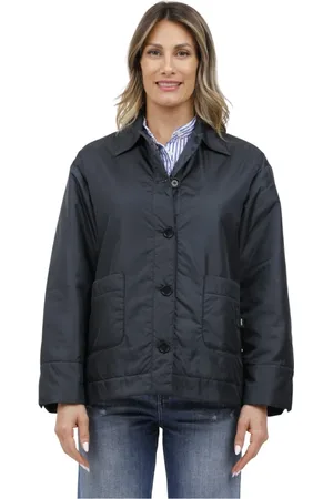 Aspesi Jassen, Dames, Blauw, S, Thermore Knoopshirt