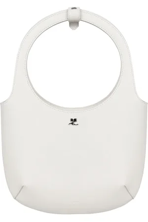 Courrèges Tassen, Dames, Wit, ONE Size, Leer, Leren tas met metalen logogesp