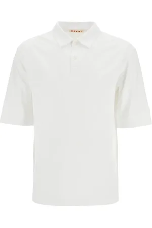 Marni Tops, Heren, Wit, L, Katoen, Compact Jersey Polo Shirt