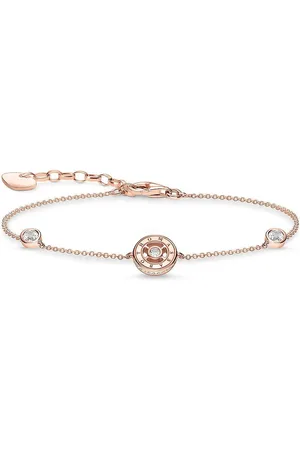 Thomas Sabo Accessoires, Dames, Geel, ONE Size, Armband Cirkels met Witte Stenen Roségoudkleurig A1882-416-14-L19V