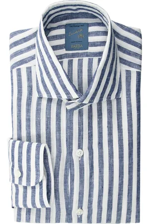 BARBA Overhemden, Heren, Blauw, S, Linnen, Casual Shirts
