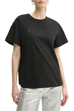 Twin-Set Tops, Dames, Zwart, XL, Logo T-shirt