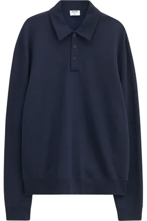 Filippa K Tops, Heren, Blauw, XL, Katoen, Navy Polo Sweatshirt Ss 25 Minimalistische Elegantie