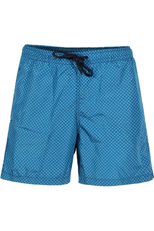 DRUMOHR Badkleding, Heren, Blauw, M, Polyester, Blauwe Zee Kleding Elastische Taille Shorts