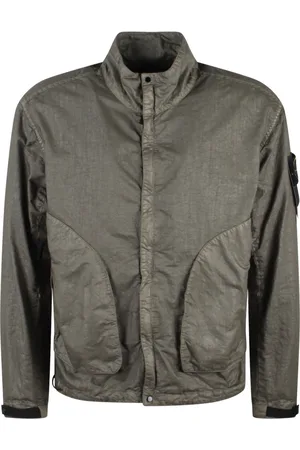 Stone Island Jassen, Heren, Groen, M, Nylon, Nylon Panama Jas met Gemarmerd Effect