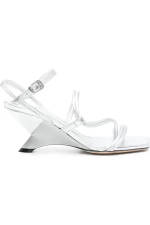 vic matiè Schoenen, Dames, Grijs, 37 EU, Zilveren Gesp Sandalen Middelhak