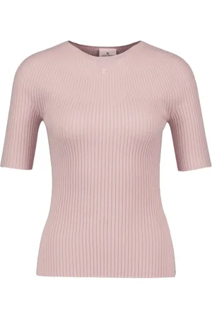 Courrèges Tops, Dames, Roze, M, Katoen, Roze Katoenen Trui met Solar Stijl