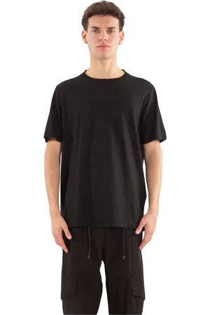 TRANSIT Tops, Heren, Zwart, 2Xl, Katoen, Gebreide Katoenen Crepe Hals T-shirt