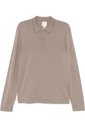 Calvin Klein Tops, Heren, Grijs, L, Geribbelde manchetten lange mouw taupe grijs