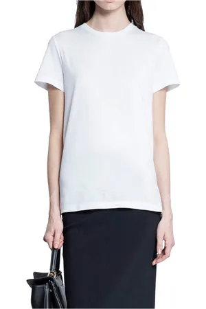 Max Mara Tops, Dames, Wit, M, Katoen, Wit Katoenen Jersey Grafisch Logo T-shirt