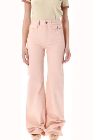 Chloé Jeans, Dames, Roze, S, Katoen, Luchtige Roze High-rise Flare Jeans