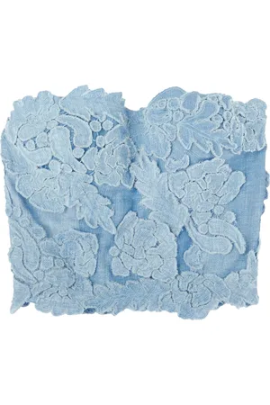 ERMANNO SCERVINO Tops, Dames, Blauw, M, Denim, Denim Bloemen Bustier Top