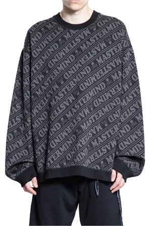 MASTERMIND Sweatshirts & Hoodies, Heren, Zwart, L, Diagonal Logo Print Crewneck T-Shirt