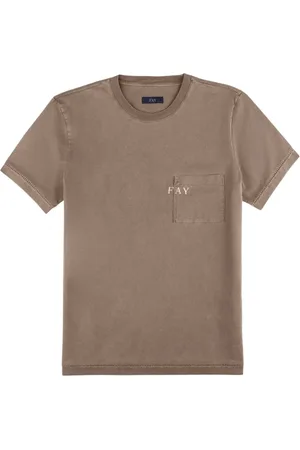 FAY Tops, Heren, Bruin, 3Xl, Katoen, Casual Marrone T-shirt met zak