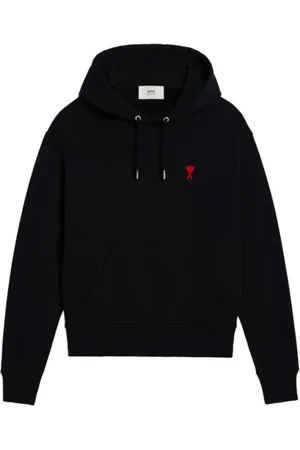 Ami Sweatshirts & Hoodies, Heren, Zwart, S, Katoen, Zwarte Biologisch Katoenen Boxy Hoodie