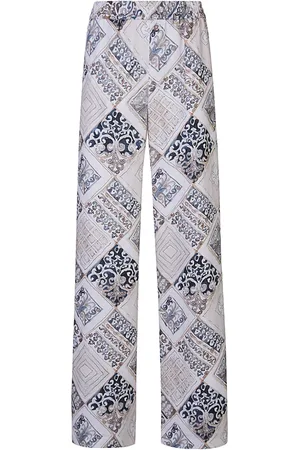 ELEVENTY Broeken, Dames, Veelkleurig, 2Xs, Linnen, Linnen Palazzo Broek met Print