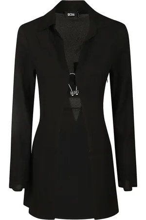 GCDS Jassen, Dames, Zwart, M, Hoop Shirt in Klassieke Stijl