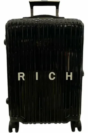 John Richmond Koffers, Dames, Zwart, ONE Size, Glanzend Zwart Unisex Trolley met Wit Logo
