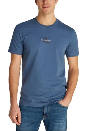 Calvin Klein Tops, Heren, Blauw, 3Xl, Katoen, Lichtblauw Katoenen T-shirt