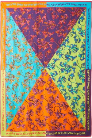VERSACE Accessoires, Dames, Veelkleurig, ONE Size, Kleurrijke Sjaal - Levendig Statement Stuk