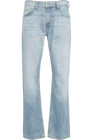 7 for all Mankind Jeans, Heren, Blauw, W30, Katoen, Blauwe Straight Leg Jeans Ss 25