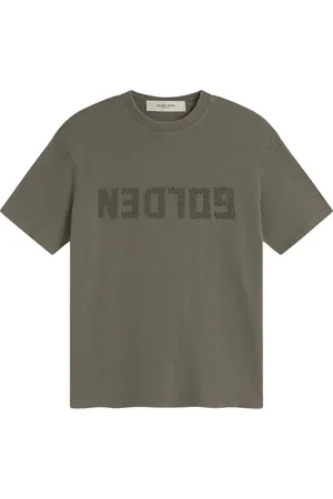 Golden Goose Tops, Heren, Groen, L, Olijfgroen Regular Fit T-shirt