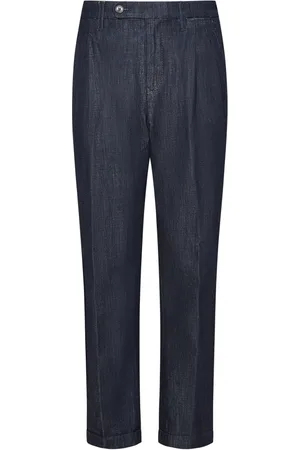 Incotex Jeans, Heren, Blauw, W36, Katoen, Blauwe Dubbel Geplooide Jeans Ss 25
