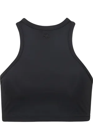 Courrèges Tops, Dames, Zwart, M, Olympische Hals Crop Top