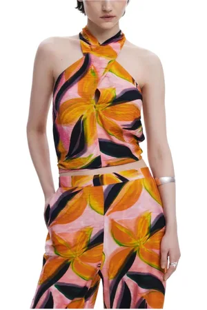 Desigual Tops, Dames, Oranje, M, Levendig Gekleurd Patroon Top