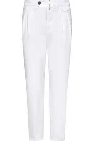 Incotex Broeken, Heren, Wit, W32, Katoen, Witte Tapered Leg Dubbele Plooi Broek