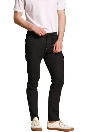 Masons Broeken, Heren, Zwart, L, Katoen, Slim Fit Zwarte Cargo Broek