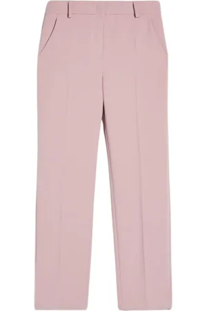 Max Mara Broeken, Dames, Roze, S, Leer, Stretch Viscose Cropped Broek