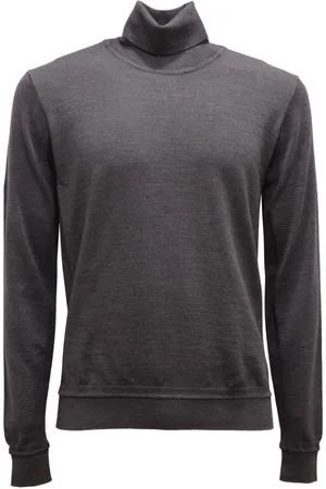 HERNO Truien, Heren, Grijs, M, Wol, Wollen Coltrui Dolcevita Stijl