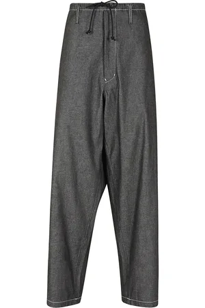 YOHJI YAMAMOTO Broeken, Dames, Zwart, M, Denim, Zwarte Denim Ritsbroek