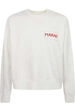 Marni Sweatshirts & Hoodies, Heren, Wit, L, Katoen, Katoenmix ronde hals sweatshirt met print
