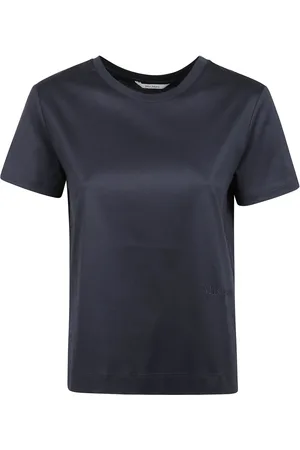 Max Mara Tops, Dames, Blauw, M, Katoen, Katoenen Crew Neck T-shirt