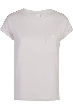 ELEVENTY Tops, Dames, , XS, Katoen, Katoenen Jersey Ronde Hals T-Shirt Contrast Zak