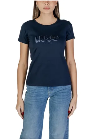 Liu Jo Tops, Dames, Zwart, S, Katoen, Crystal T-shirt met korte mouwen