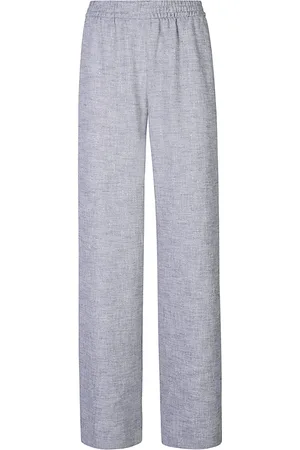 ELEVENTY Broeken, Dames, Grijs, M, Wol, Elegante Linnen Wol Zijde Palazzo Broek