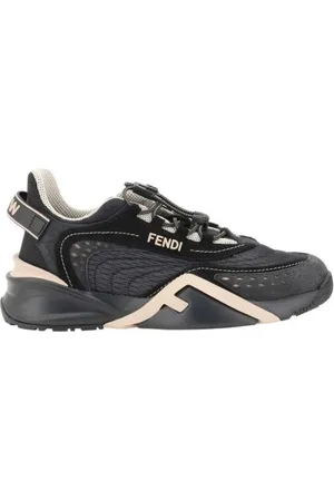 Fendi Schoenen, Dames, Zwart, 38 1/2 EU, Suède, Sneakers met gestructureerde zool en monogramdetails