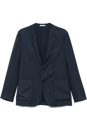 Boglioli Jassen, Heren, Blauw, 2Xl, Kasjmier, Blauwe Kasjmier Zijden Blazer